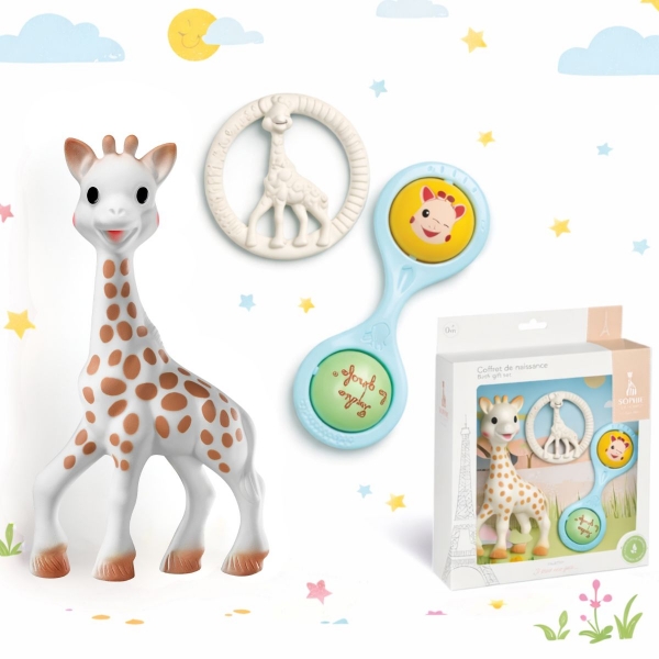 Σόφι καμηλοπάρδαλη Βρεφικό Σετ δώρου με την Σόφι, Μασητικό & Κουδουνίστρα